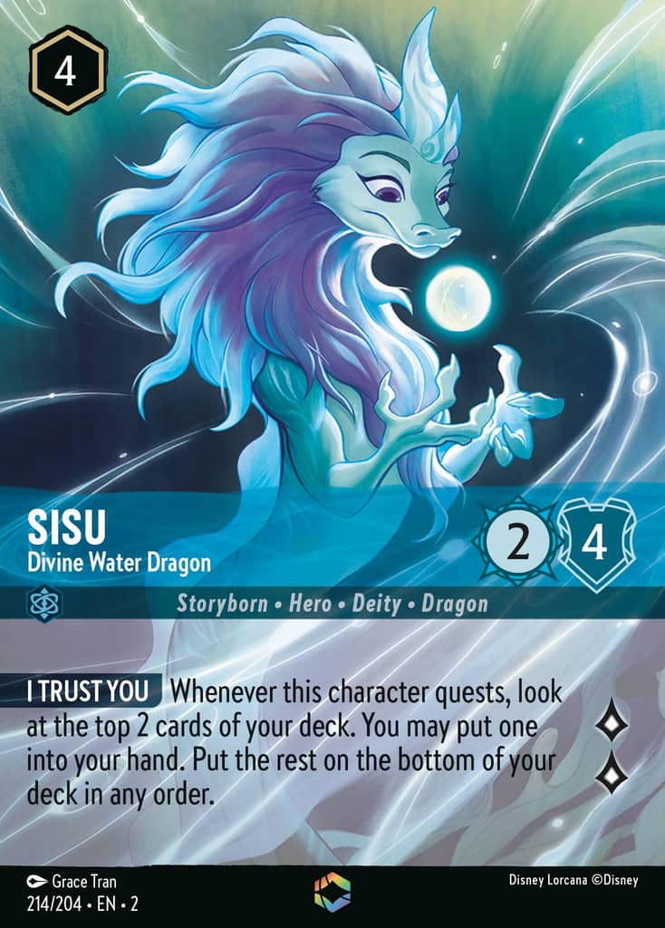 Sisu - Divine Water Dragon 214/204 Rise of the Floodborn Disney Lorcana Premium Foil