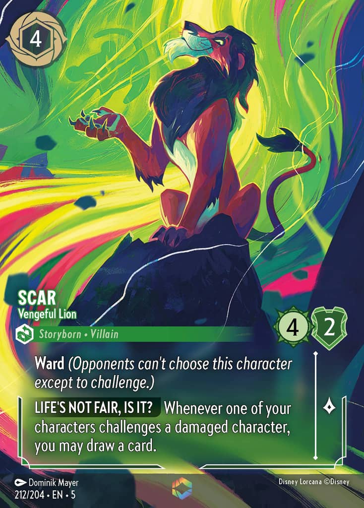 Scar - Vengeful Lion 212/204 Shimmering Skies Disney Lorcana Premium Foil