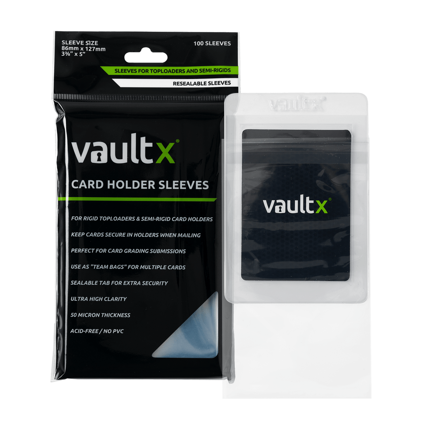 Vault X Exact Fit Card Holder Sleeves – 100 Count – exact product image