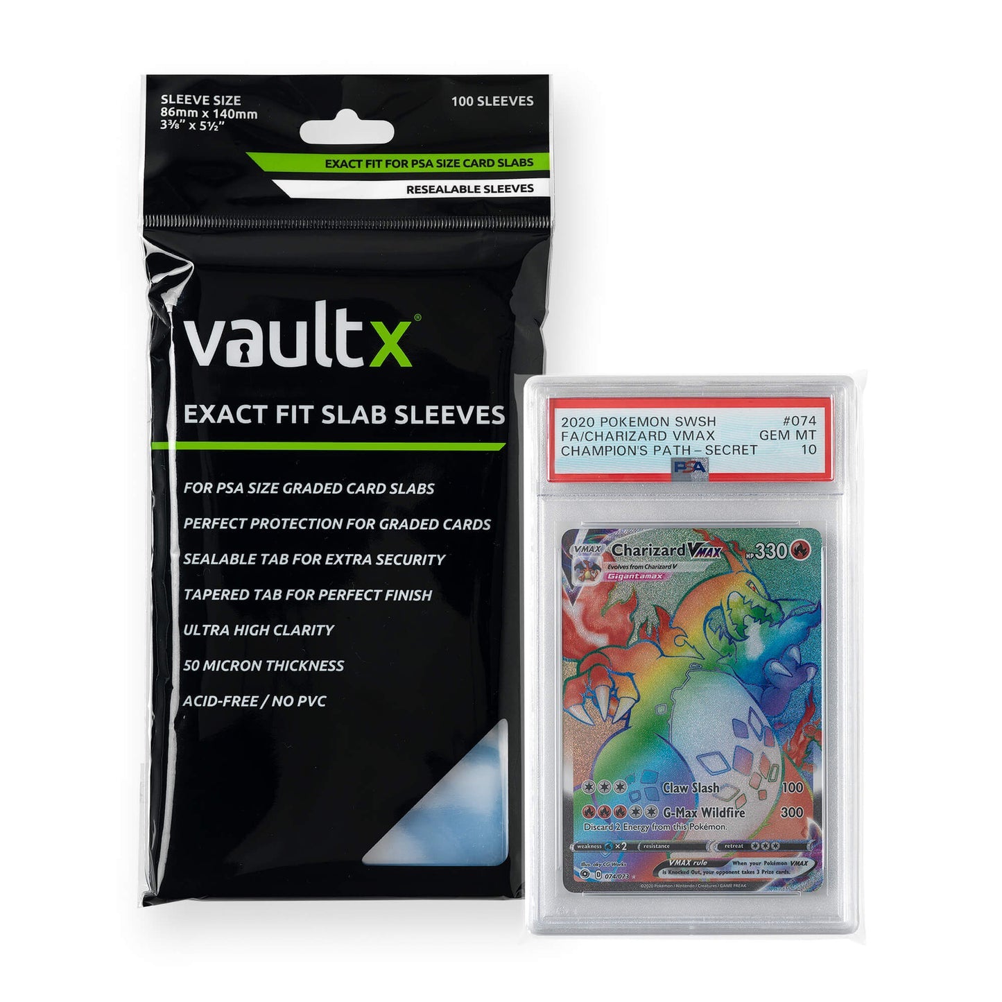 Vault X Exact Fit PSA Slab Sleeves – 100 Count – exact product image