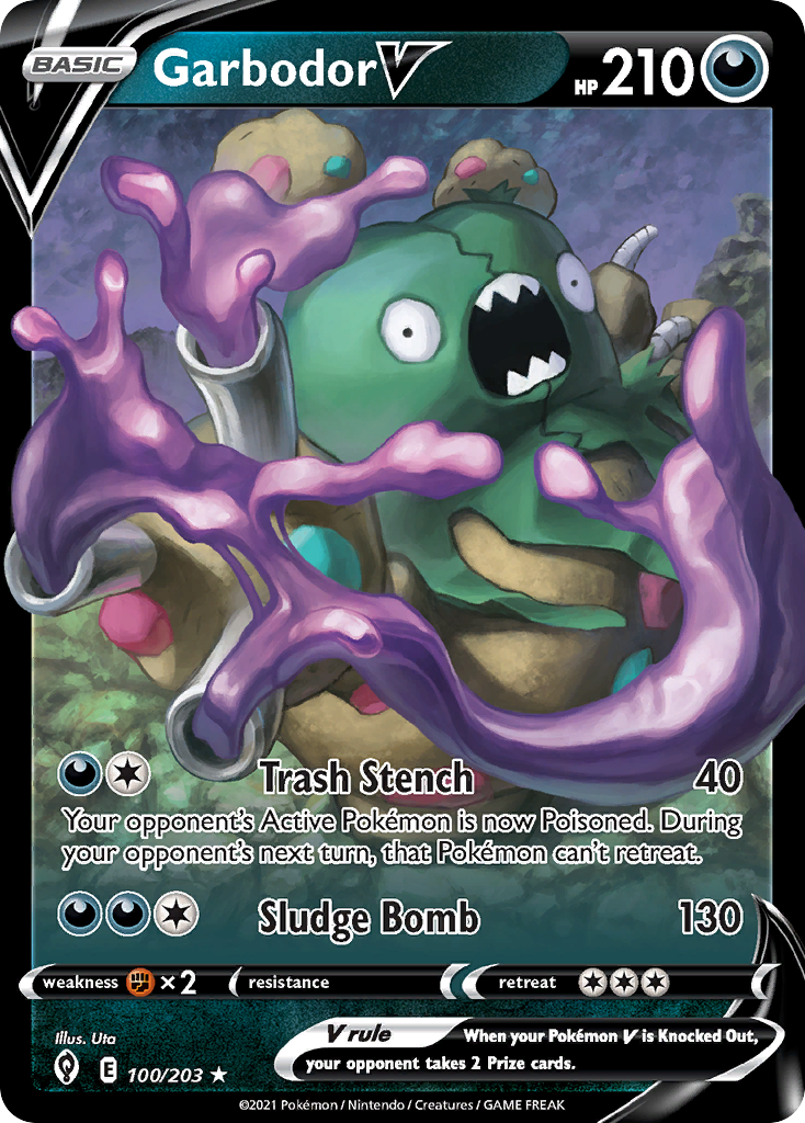 Garbodor V 100/203 Evolving Skies English Pokemon card