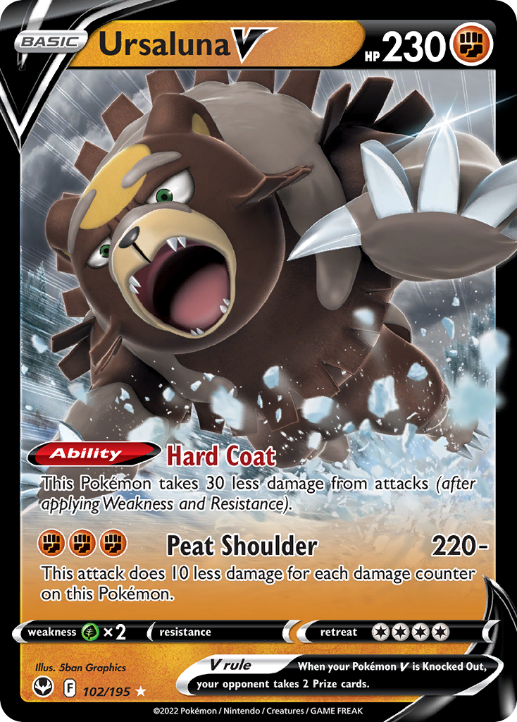 Ursaluna V 102/195 Silver Tempest English Pokémon card