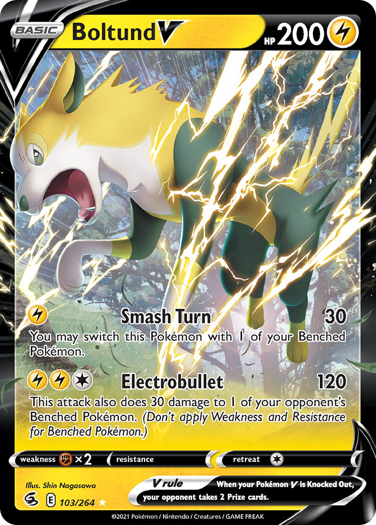 Boltund V 103/264 Fusion Strike English Pokémon card