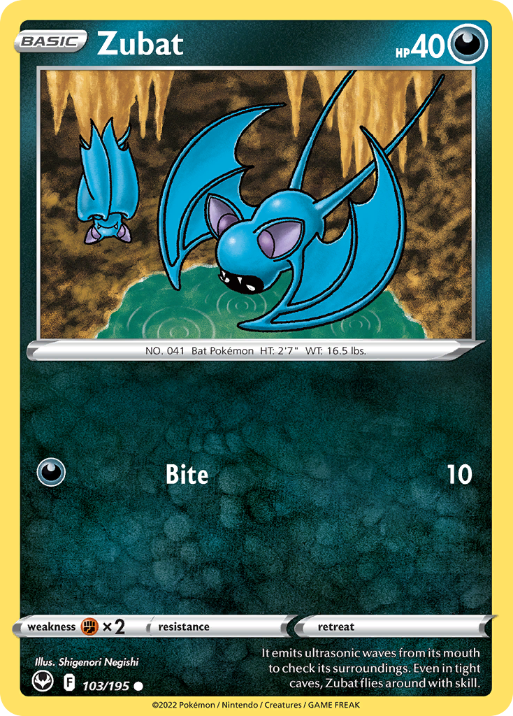 Zubat 103/195 Silver Tempest English card
