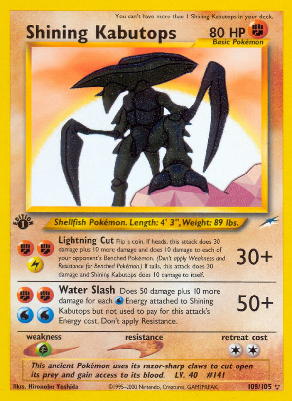 Shining Kabutops 108/105 Neo Destiny English Pokemon card