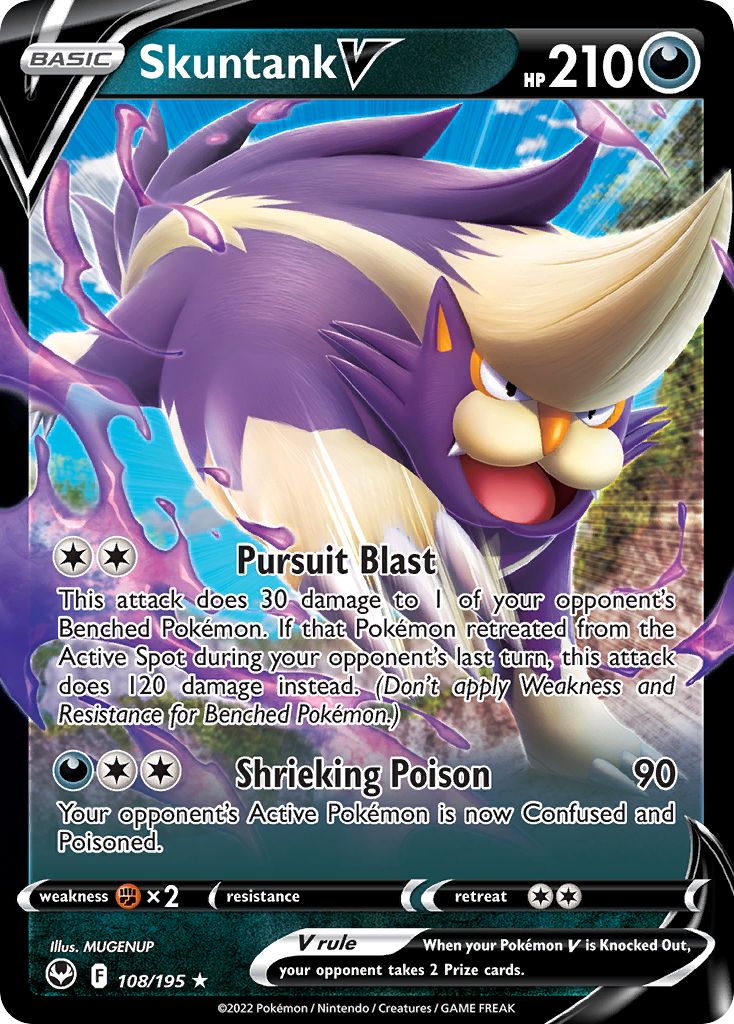 Skuntank V 108/195 Silver Tempest English Pokémon card