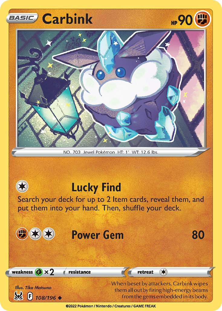 Carbink 108/196 Lost Origin English Pokémon card