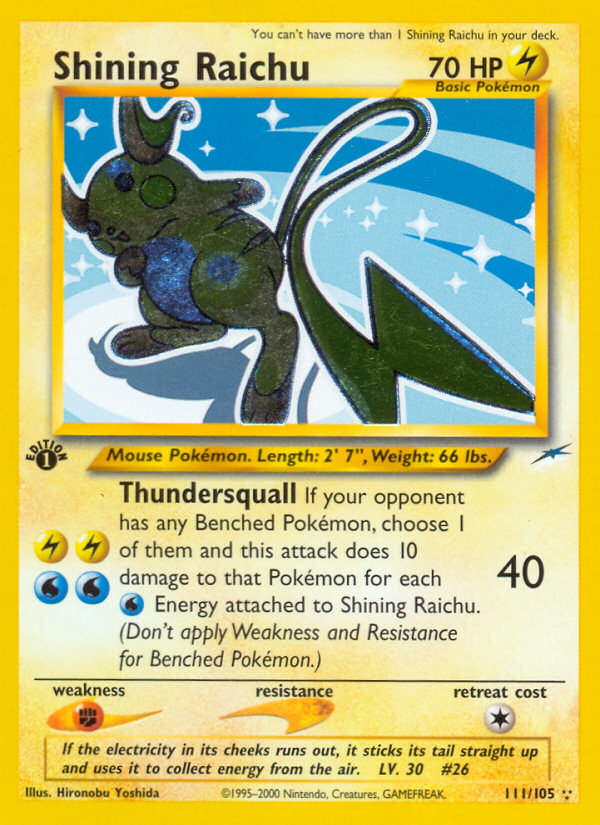 Shining Raichu 111/105 Neo Destiny English Pokemon card