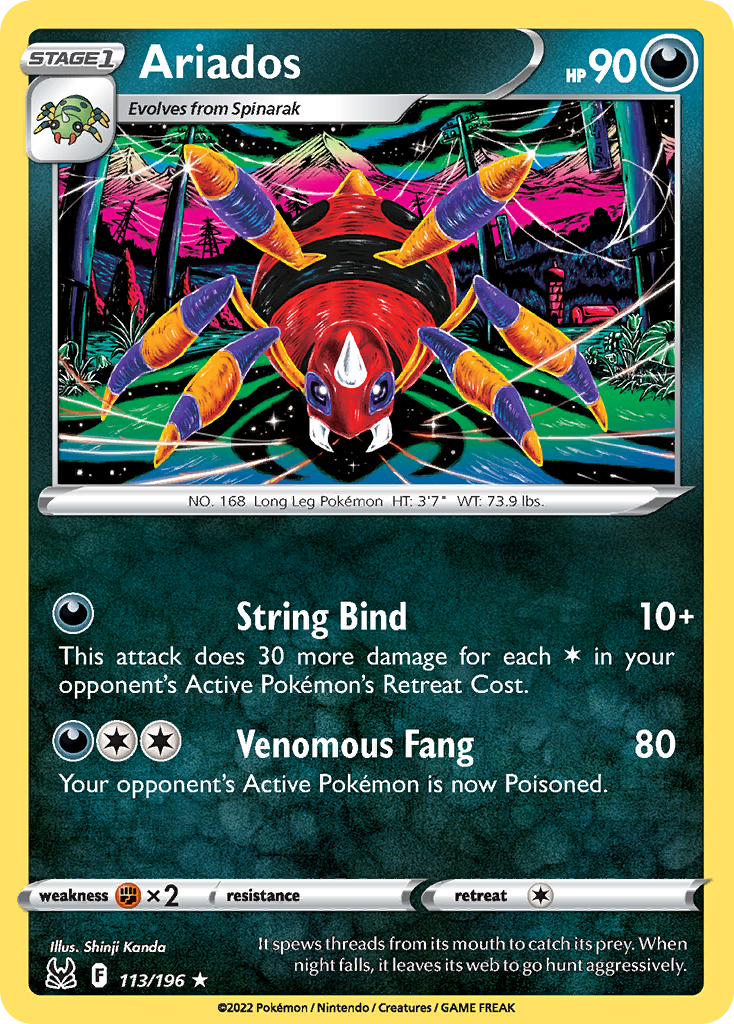 Ariados 113/196 Lost Origin English Pokémon card