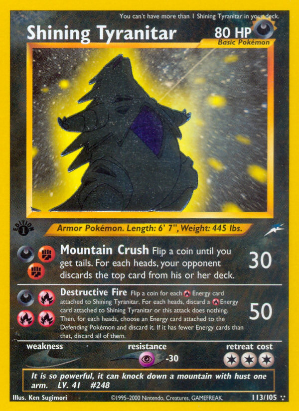 Shining Tyranitar 113/105 Neo Destiny English Pokemon card