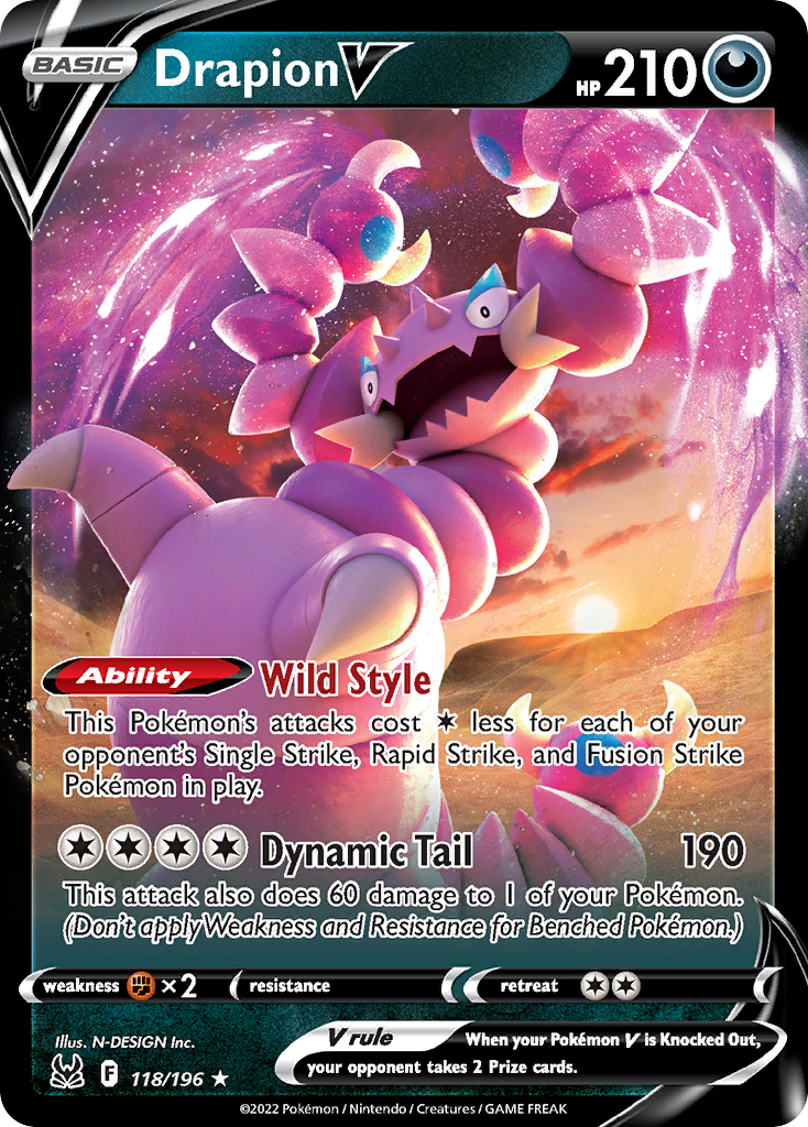 Drapion V 118/196 Lost Origin English Pokémon card