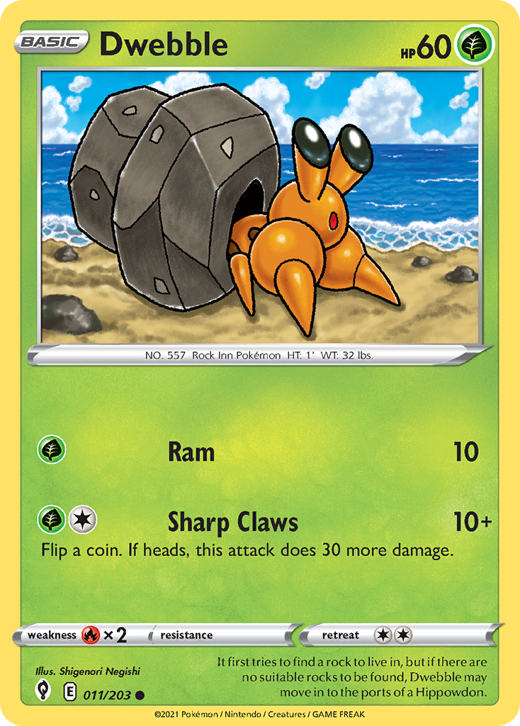 Dwebble 11/203 Evolving Skies English Pokemon card