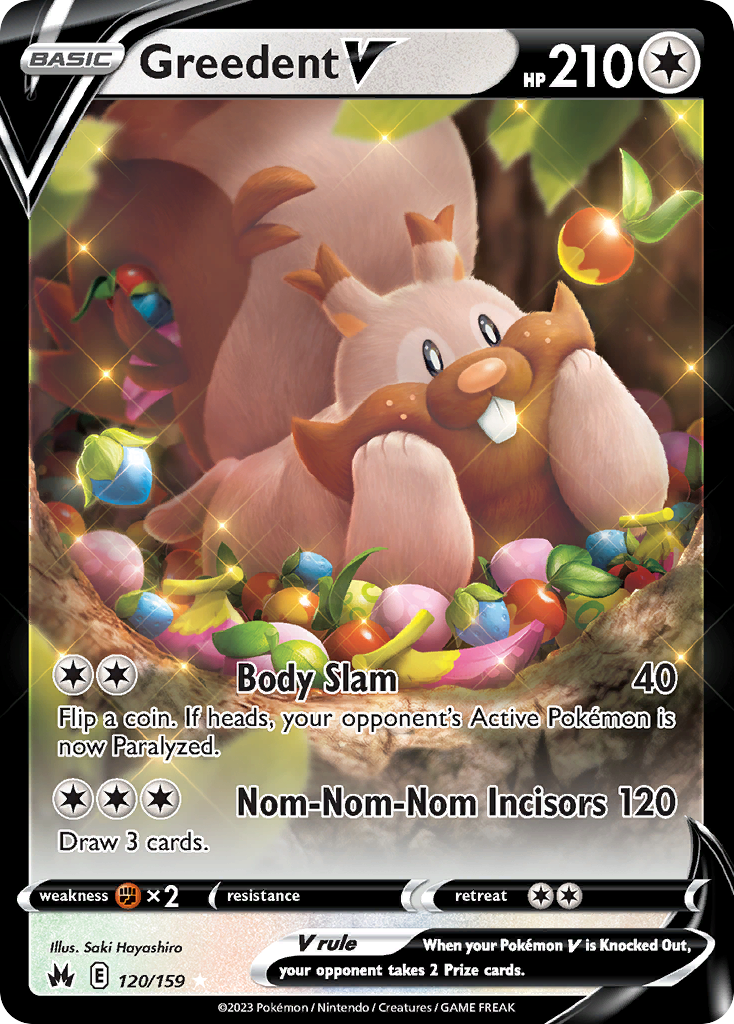 Greedent V 120/159 Crown Zenith English Pokémon card