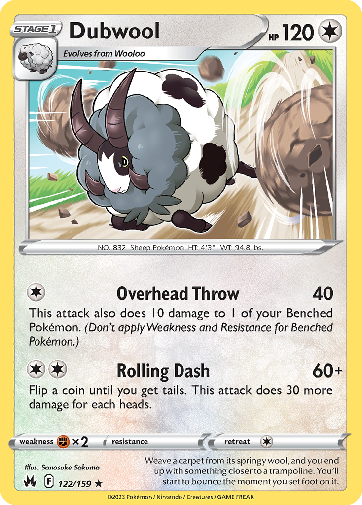 Dubwool 122/159 Crown Zenith English Pokémon card