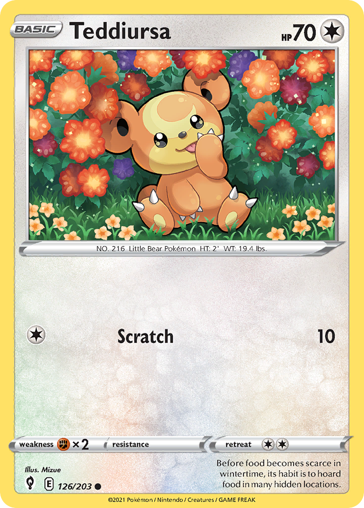 Teddiursa 126/203 Evolving Skies English Pokemon card