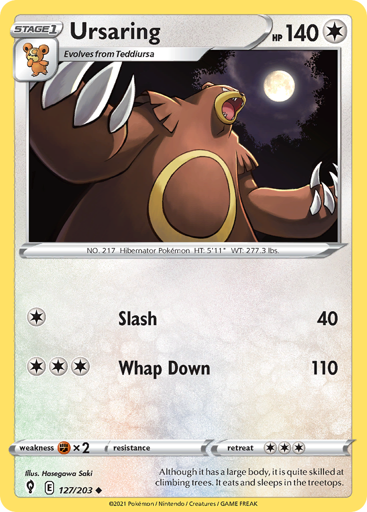 Ursaring 127/203 Evolving Skies English Pokemon card