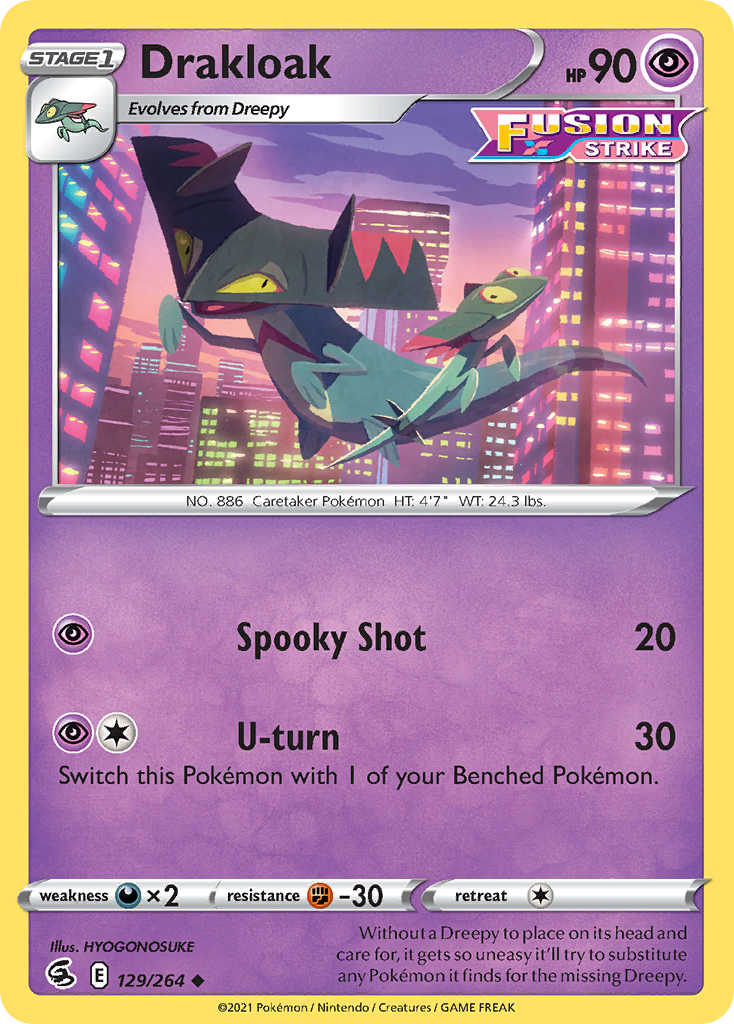 Drakloak 129/264 Fusion Strike English Pokémon card