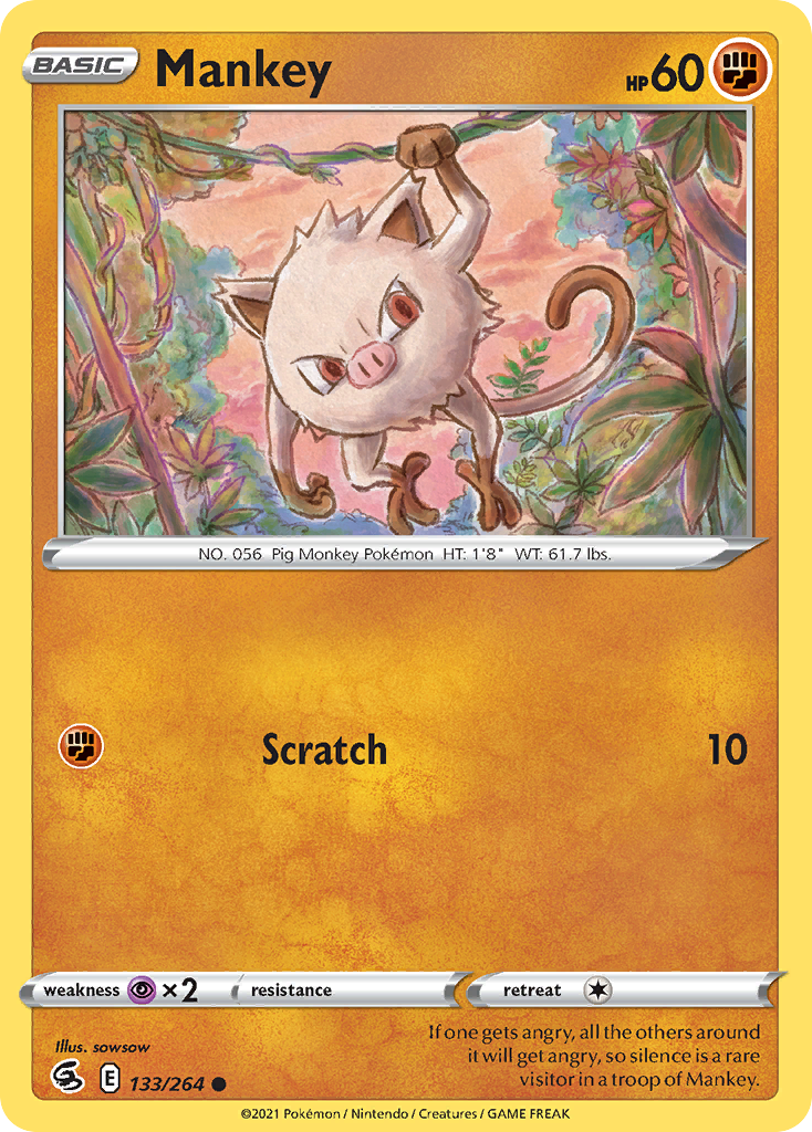 Mankey 133/264 Fusion Strike English Pokémon card