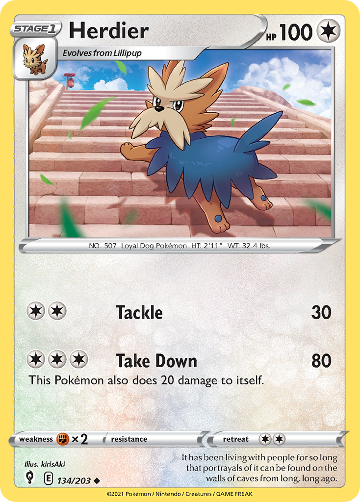 Herdier 134/203 Evolving Skies English Pokemon card