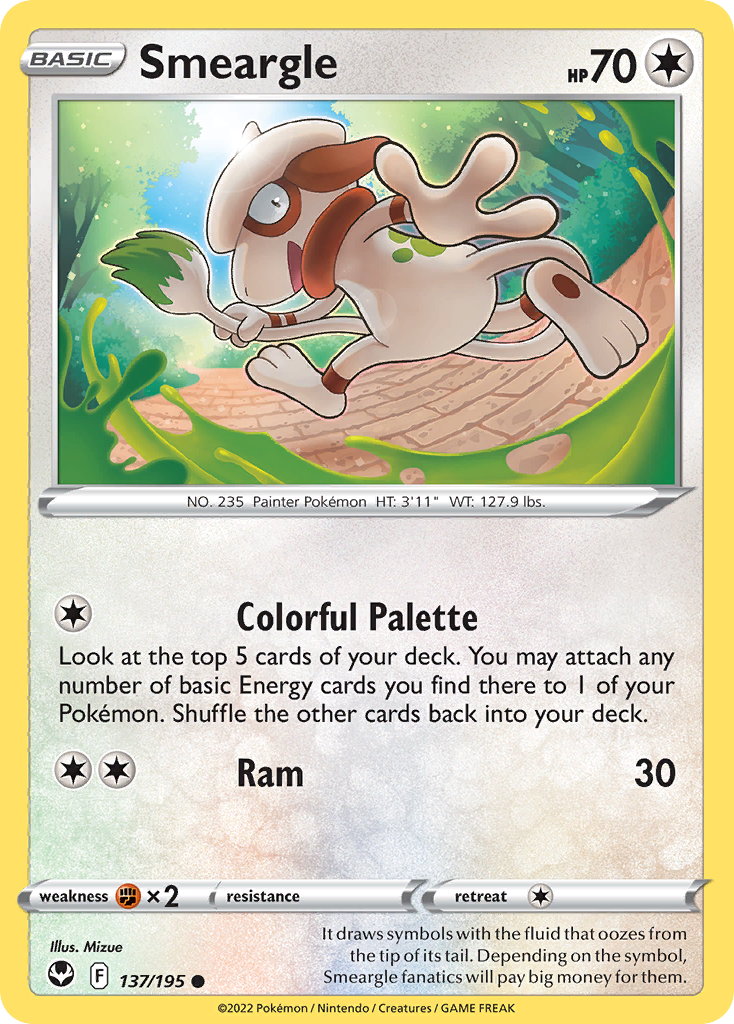 Smeargle 137/195 Silver Tempest English Pokémon card