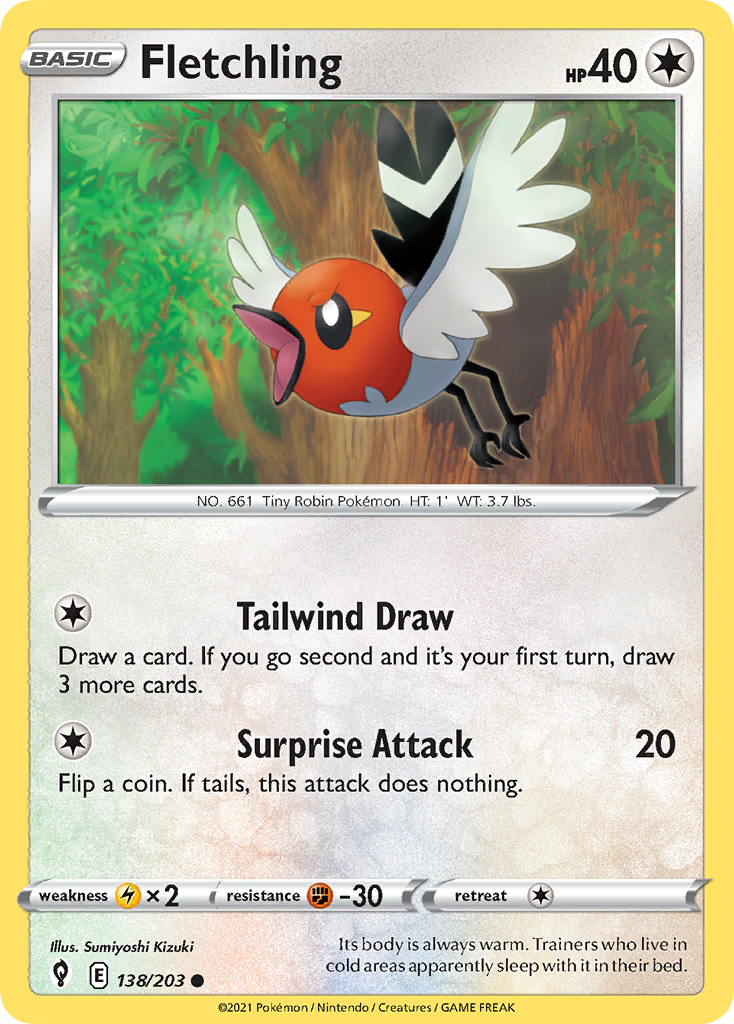 Fletchling 138/203 Evolving Skies English Pokemon card