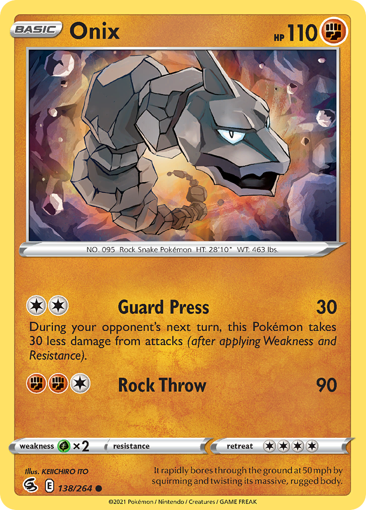 Onix 138/264 Fusion Strike English Pokémon card