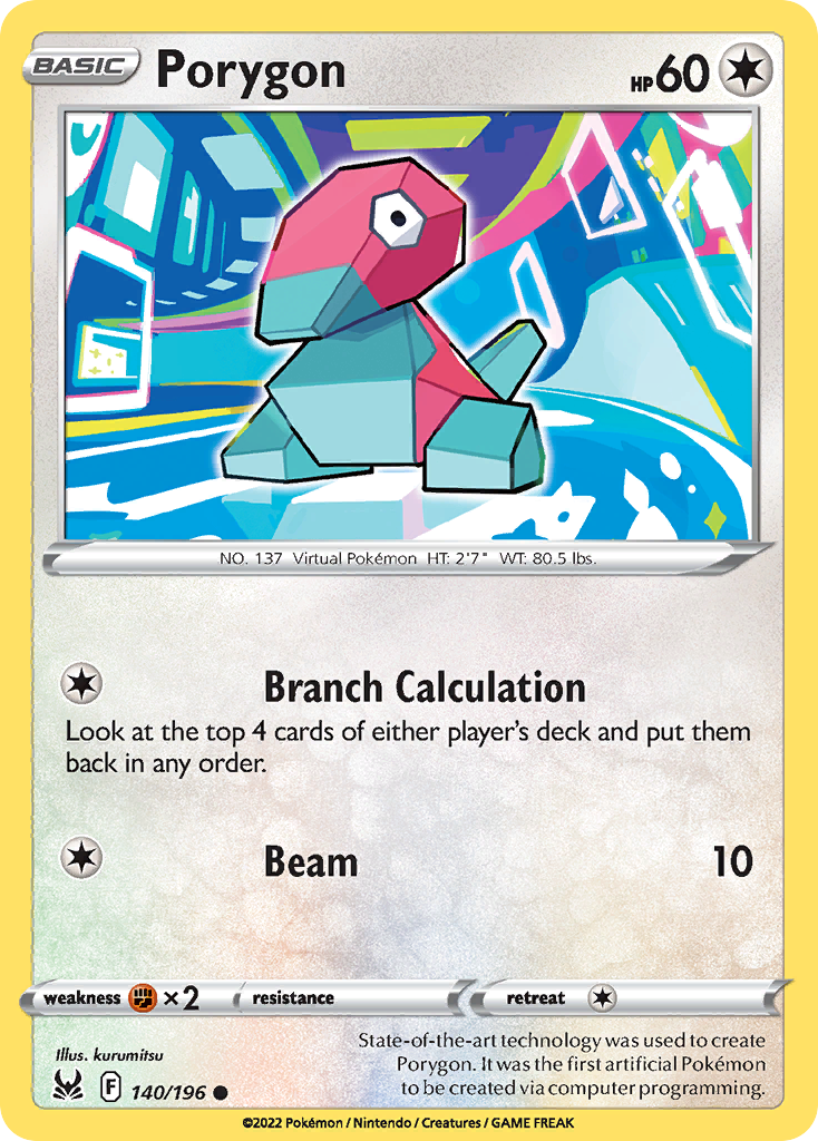 Porygon 140/196 Lost Origin English card