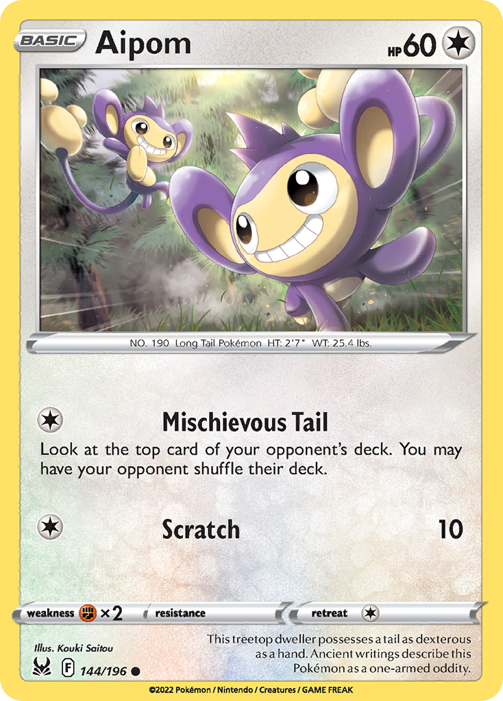 Aipom 144/196 Lost Origin English card