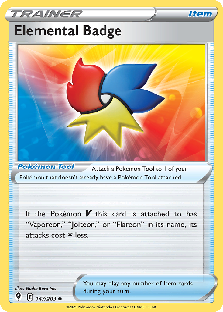 Elemental Badge 147/203 Evolving Skies English Pokemon card