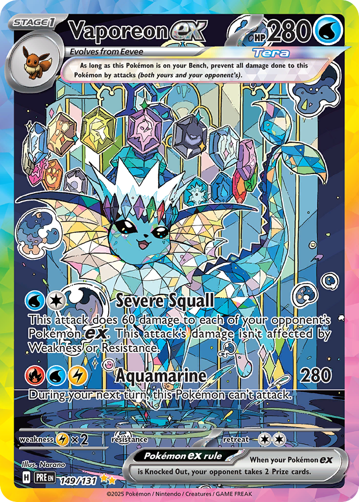 Vaporeon ex 149/131 Prismatic Evolutions English Pokémon card artwork
