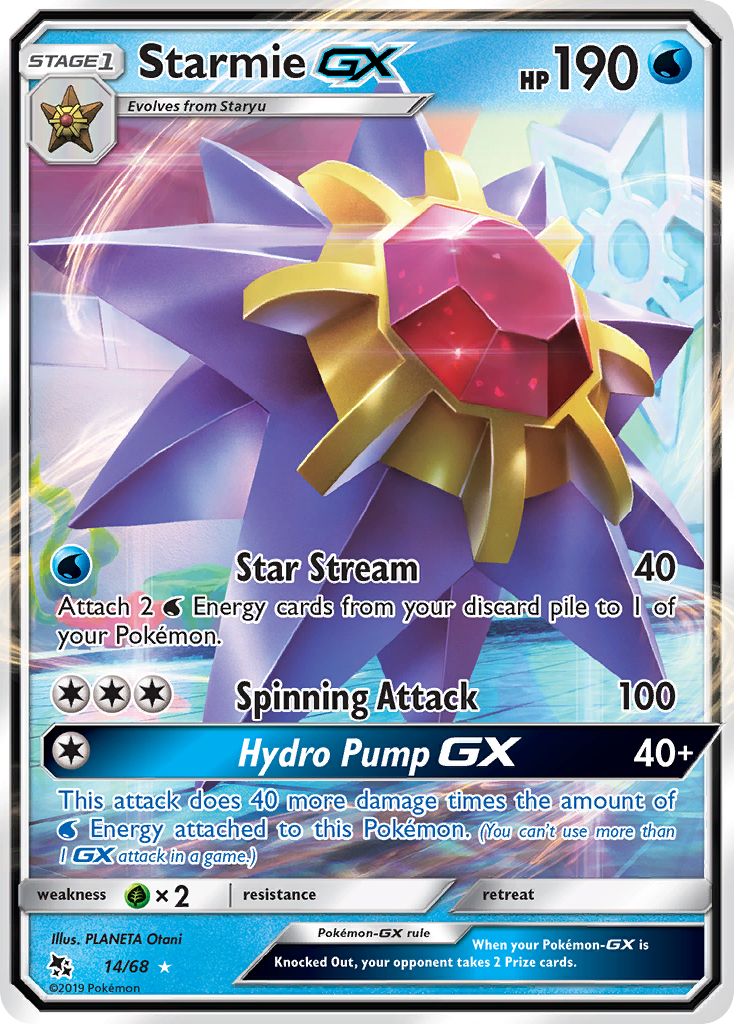Starmie GX 14/68 Hidden Fates English Pokémon card