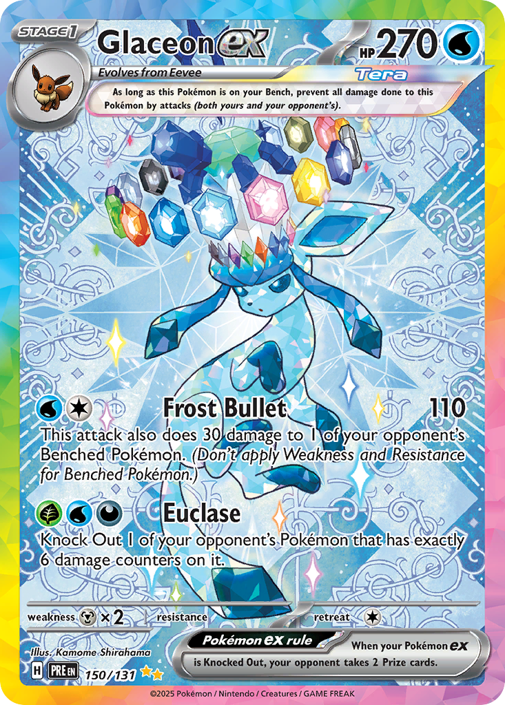 Glaceon ex 150/131 Prismatic Evolutions English Pokémon card artwork