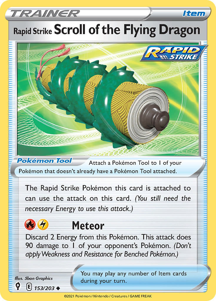 Rapid Strike Scroll of the Flying Dragon 153/203 Evolving Skies English Pokemon card
