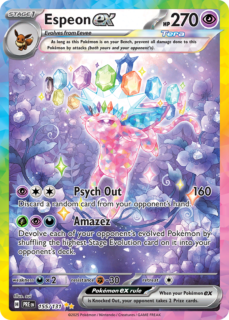 Espeon ex 155/131 Prismatic Evolutions English Pokémon card artwork