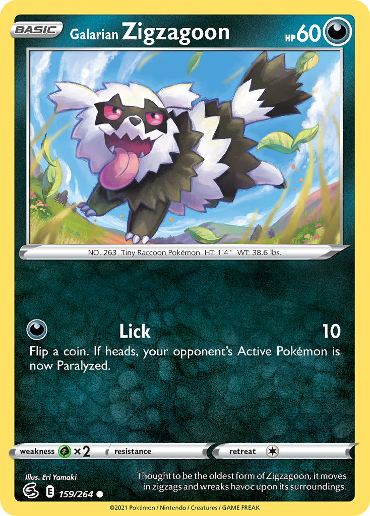 Galarian Zigzagoon 159/264 Fusion Strike English Pokémon card
