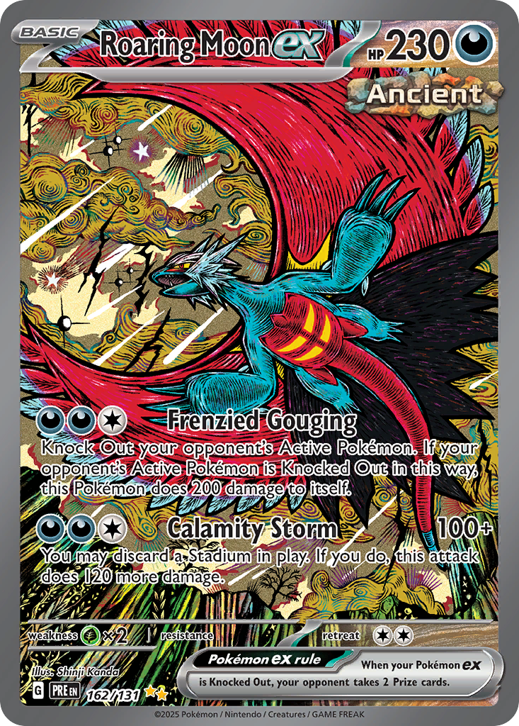 Roaring Moon ex 162/131 Prismatic Evolutions English Pokémon card artwork