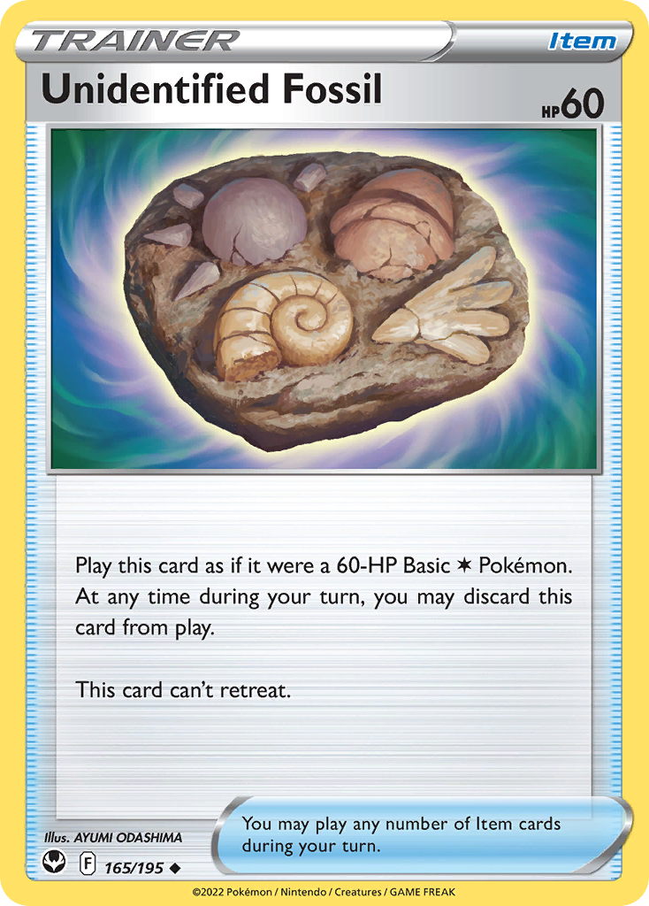Unidentified Fossil 165/195 Silver Tempest English Pokémon card
