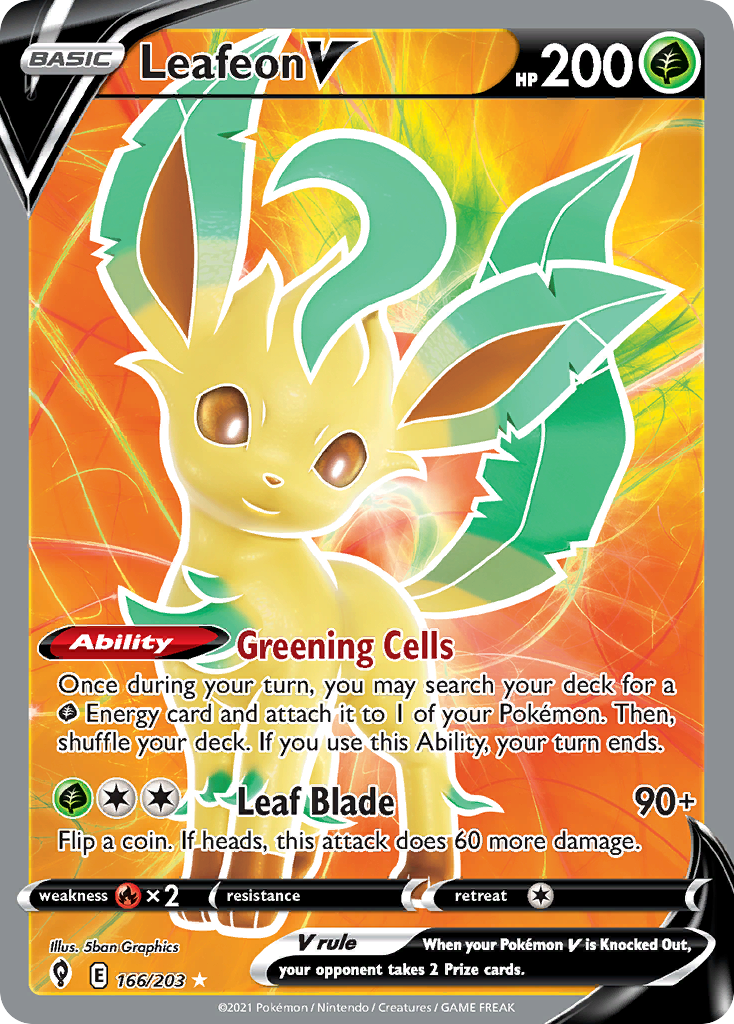 Leafeon V 166/203 Evolving Skies English Pokemon card