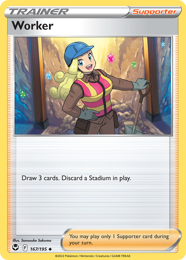 Worker 167/195 Silver Tempest English card