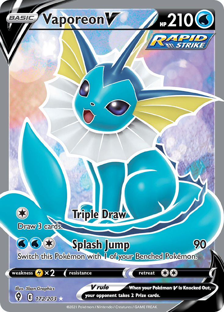 Vaporeon V 172/203 Evolving Skies English Pokemon card