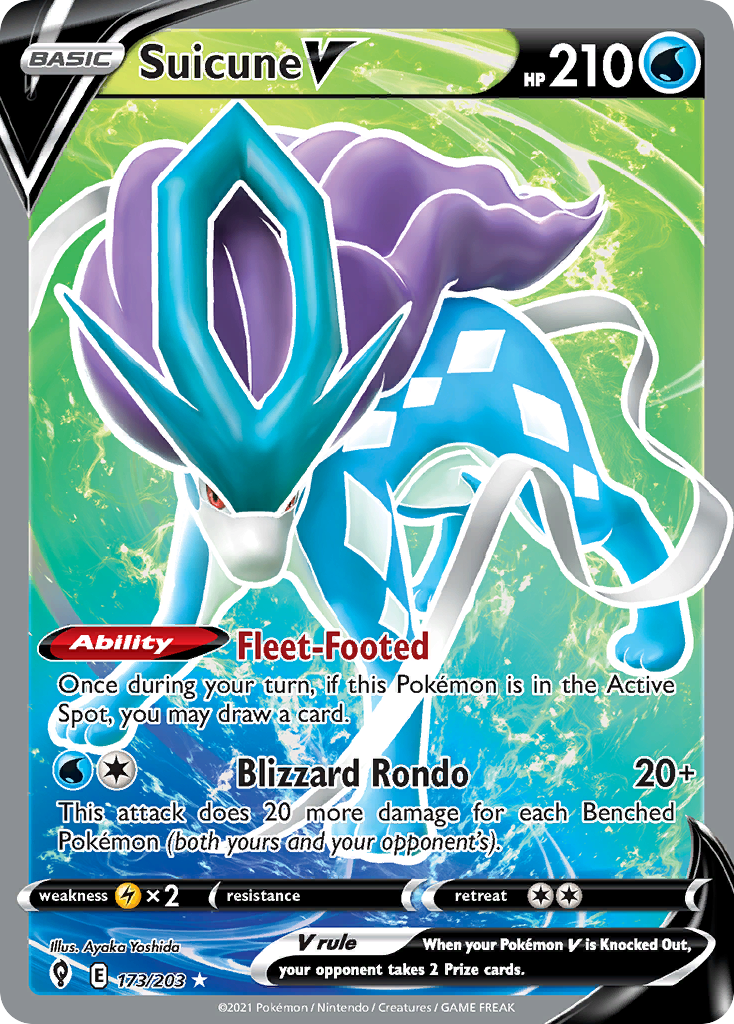 Suicune V 173/203 Evolving Skies English Pokemon card