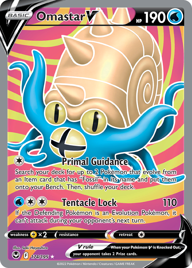 Omastar V 174/195 Silver Tempest English card