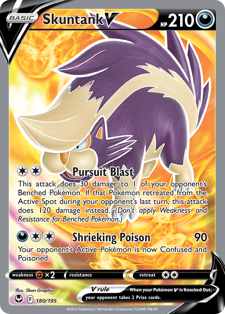 Skuntank V 180/195 Silver Tempest English Pokémon card