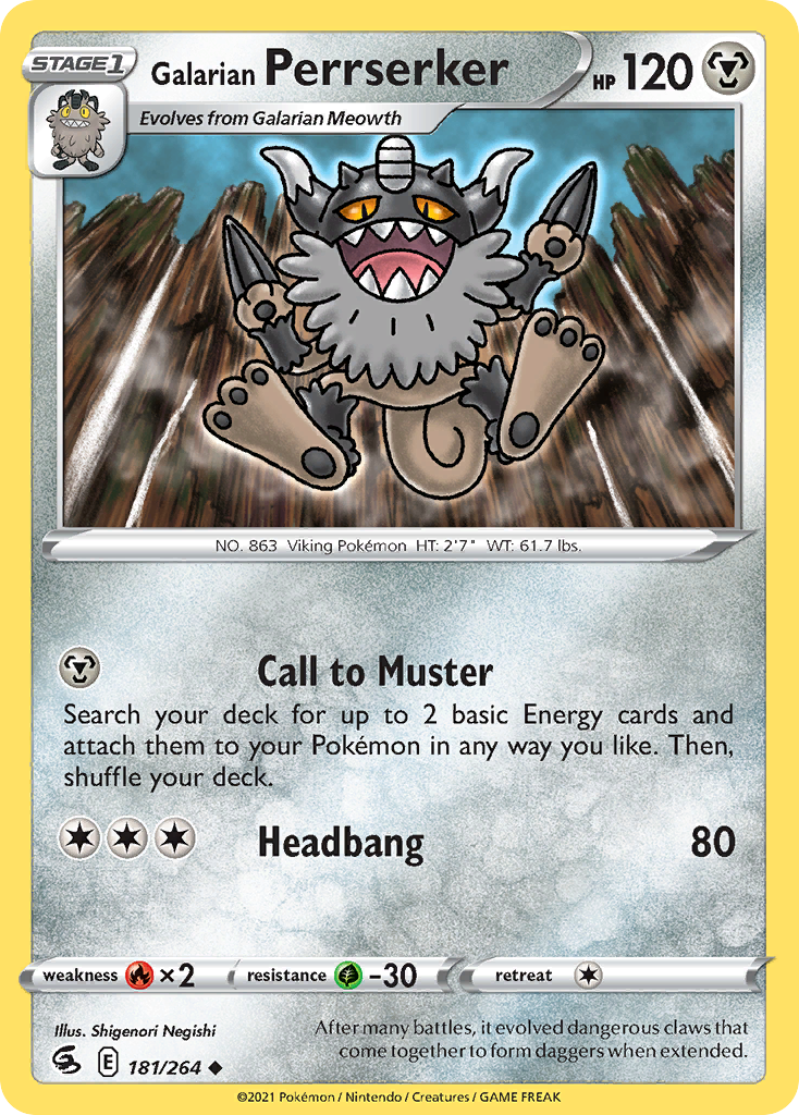 Galarian Perrserker 181/264 Fusion Strike English card