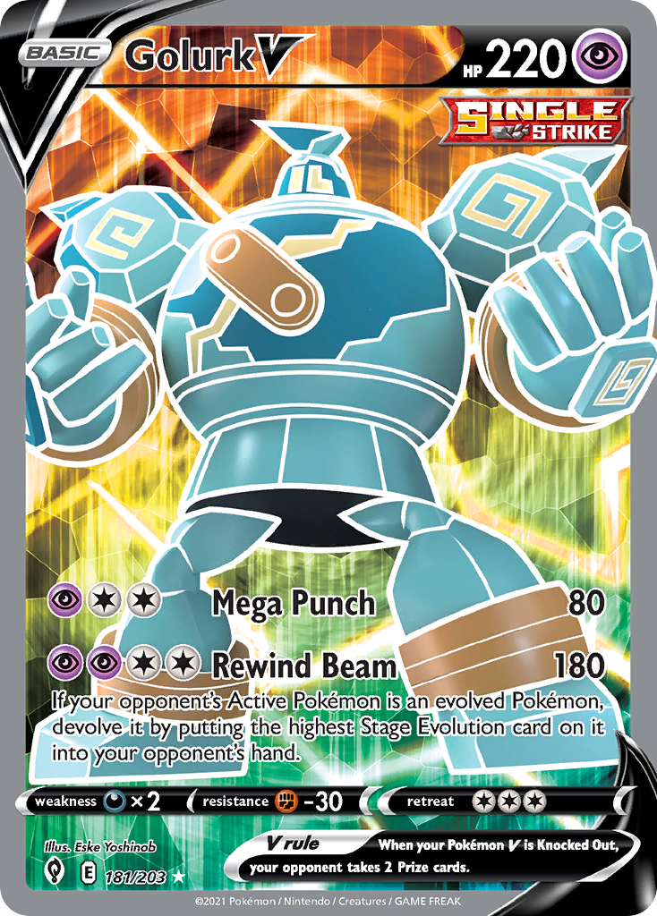Golurk V 181/203 Evolving Skies English Pokemon card