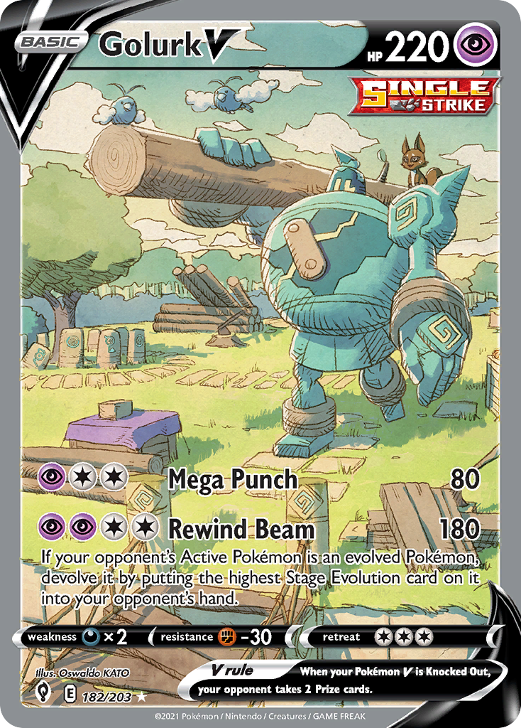 Golurk V 182/203 Evolving Skies English Pokemon card