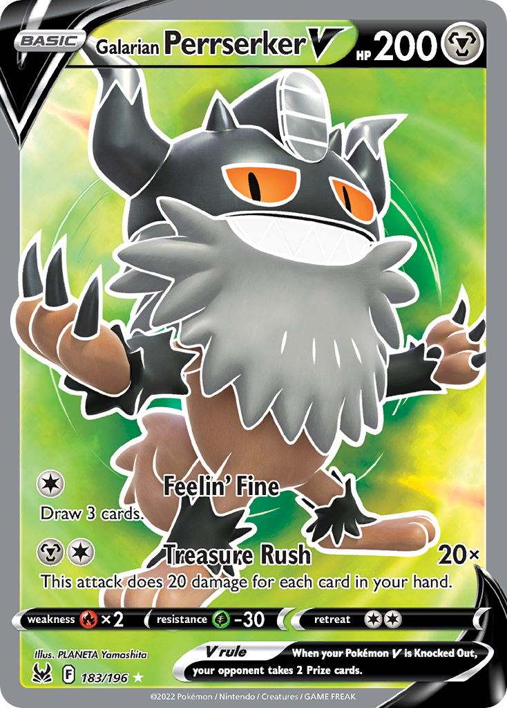 Galarian Perrserker V 183/196 Lost Origin English card