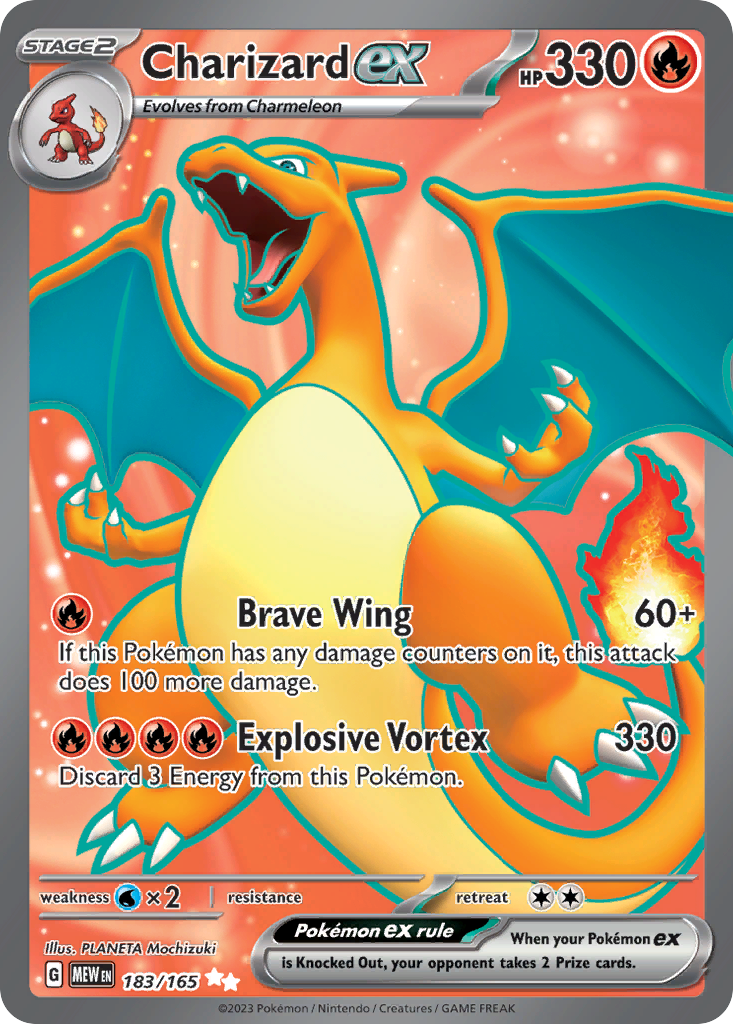 Charizard ex 183/165 151 English Pokémon card artwork