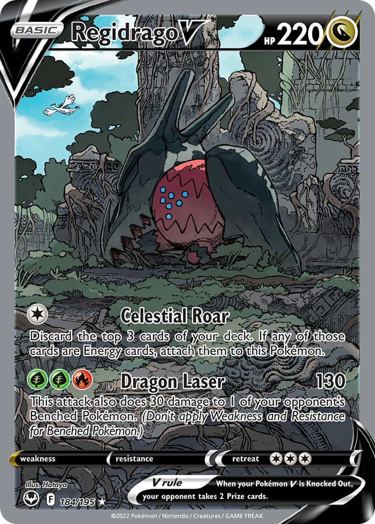 Regidrago V 184/195 Silver Tempest English Pokémon card artwork