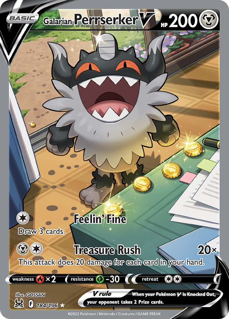 Galarian Perrserker V 184/196 Lost Origin English card